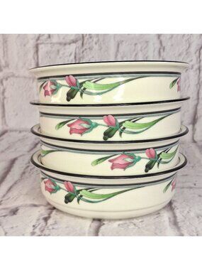 Lenox Chinastone Midnight Blossoms Cereal Soup Bowls 6x 2in Set of 4 Freezer mic
